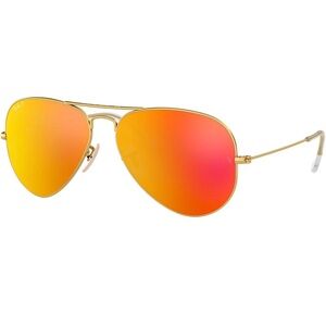 Ray-Ban Gold Frame Sunglasses red flame lenses